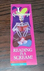 Goosebumps Bookmark "Reading Is A Scream!" 7.5" x 2.5" Pink Skeleton - Picture 1 of 2