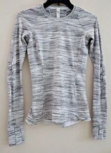 Lululemon Women's Sz 2 White/Silver Runderful Long Sleeve Running Shirt $88 - Picture 1 of 11