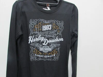 RONNIES HARLEY-DAVIDSON CUSTOM DEALER CHALKED UP PRINT WOMENS LONG SLEEVE SHIRT Foto 1 de 2