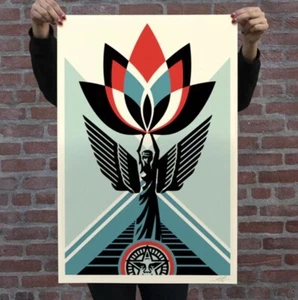 LOTUS ANGEL SHEPARD FAIREY SIGNED XL Poster 24 x 36 Official Wall Art OBEY HUGE - Picture 1 of 3