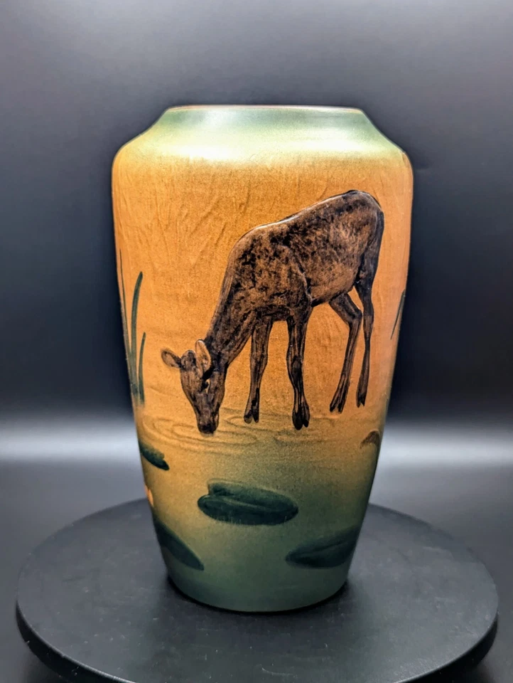 ✨ Jarrón antiguo Ipsen 635 ciervo pato mallardo J. Resen Steenstrup 1909 8,25" Foto 1 de 4