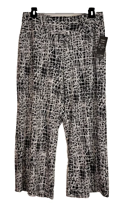 Pantalones Palazzo recortados Robert Louis negros y marfil talla grande $38 nuevos con etiquetas Foto 1 de 4