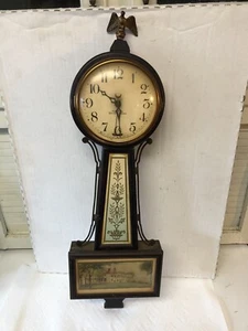 Antique Vtg New Haven Westinghouse Banjo No. 2 Clock Mount Vernon Eagle Finial - Picture 1 of 12