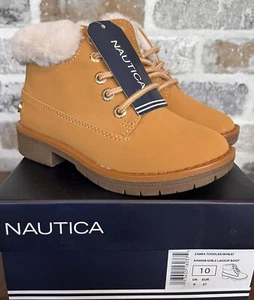 NAUTICA Toddler Girls Zabra Boots Faux Fur Trim Wheat Size 10 NEW IN BOX NIB - Picture 1 of 10