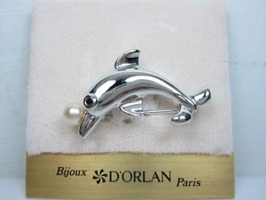 D'Orlan Rhodium Plated Brooch with Pearl - 7099 - Picture 1 of 2