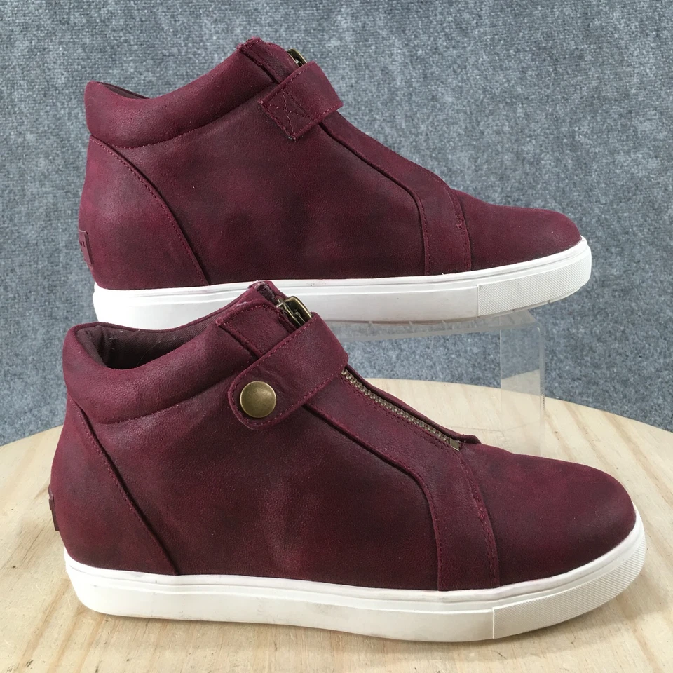 Yellow Box Boots Womens 9.5 Maibel Front Zip Button Ankle Bootie Red Fabric - Image 1 of 4