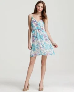 $194 YUMI KIM 100% SILK GODDESS DRESS~FLORAL WATERCOLOR~CREAM PASTEL GOLD~LARGE - Picture 1 of 11
