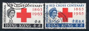 HONG KONG = QE2 era. 1963 Red Cross set/2. SG212/3. Very Fine Used. (F0020)