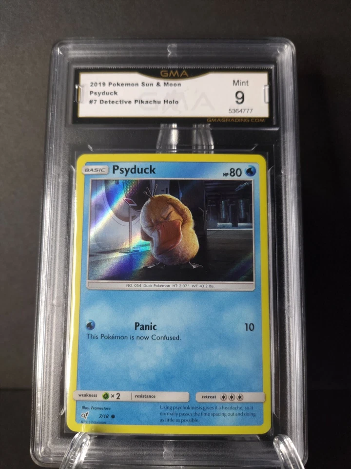 2019 Pokemon Psyduck #7 Sun&Moon Detective Pikachu GMA 9 MINT Holo - Image 1 of 2