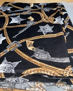 Western Sheriff Badge Cowboy Cotton Fabric 3 Yards - Picture 1 of 3