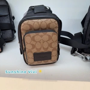 Nuevo con etiquetas Bolso de Hombro Coach CL412 Track Pack Eslinga Firma Lona CAQUI/NEGRO - Imagen 1 de 4