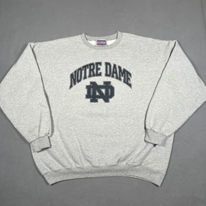 Vintage Notre Dame Sweatshirt Hanes Crewneck Pullover Gray XL Boxy College NCAA - Picture 1 of 8