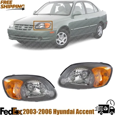 Conjunto de faro derecho y derecho Hyundai ACCENT 2003-2006 | Halógeno, Hatchback/Sedán Foto 1 de 4