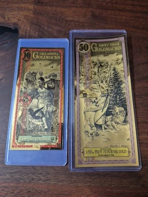 Oklahoma 2025 10 dólares Goldback y Utah 50 Goldback 2020 Foto 1 de 4