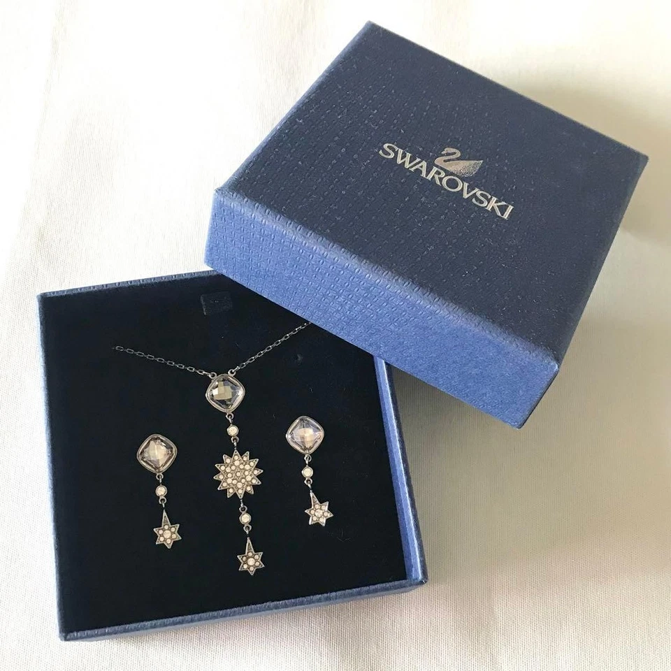 Set orecchini collana cristallo Swarovski stella tono argento gioielli regalo... - Immagine 1 di 4