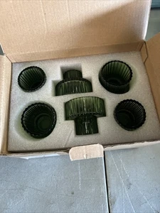 Set 6 Portacandele in Vetro Verde Votivo Tealight Pilastro Conico - Foto 1 di 1
