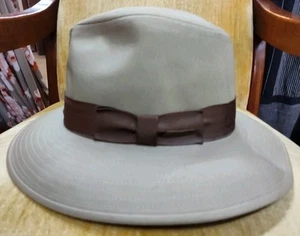 Premium Wool Felt Indiana Jones Fedora Hat w/Grosgrain Band Crushable Outback XL - Picture 1 of 11
