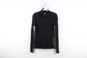 Madewell Damen Größe M unbedruckt Rüschen Rippstrick Rollkragen T-Shirt schwarz - Bild 1 von 12