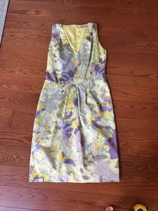 Etro Yellow Purple Floral Knee Length Dress size 46/US 10 Sleeveless V Neck - Picture 1 of 8