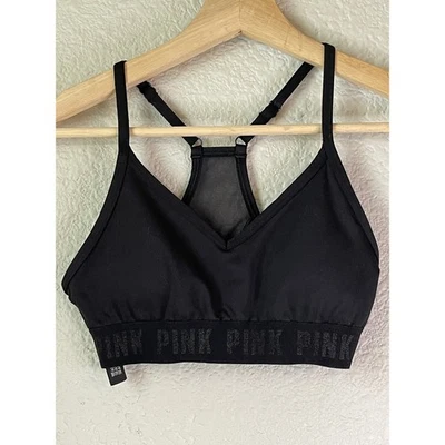 Bralette ROSA Victoria's Secret Sport Negro Ligeramente Forrado Espalda Corredora XS Foto 1 de 3