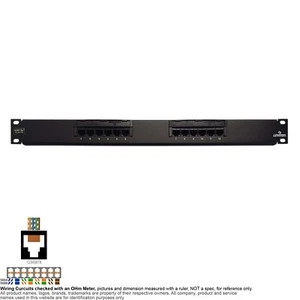 Panel de conexión RJ45 8P8C 12 puertos C5e montaje en rack 1U Leviton Gigamax Cat 5G596-U12 - Imagen 1 de 7