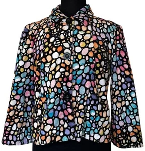 Christopher & Banks Stretch Jacket Multicolored Cotton Blend Women's Size Small - Picture 1 of 18