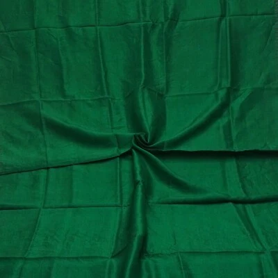 Vintage Green 100% Pure Silk Handloom Sari Remnant 4YD Craft Fabric Silk Scrap - Image 1 of 4