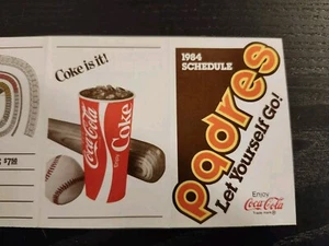 1984 San Diego Padres spring Schedule Coca-Cola ~ Tony Gwynn, world series year - Picture 1 of 3