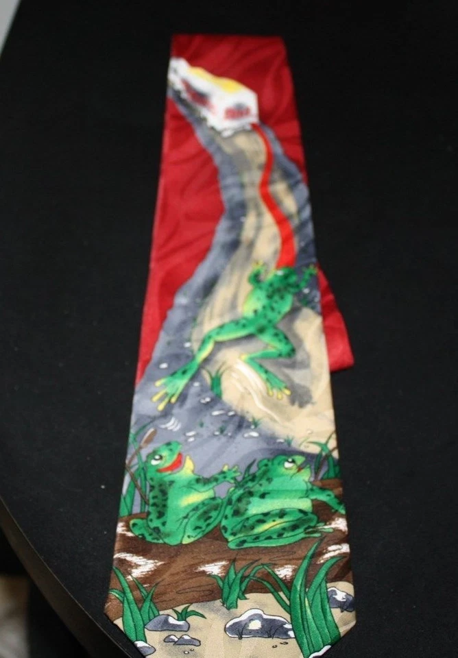 Budweiser пиво галстук бутон грузовик с лягушками 1996 мужской галстук - EEX = - Изображение 1 из 4