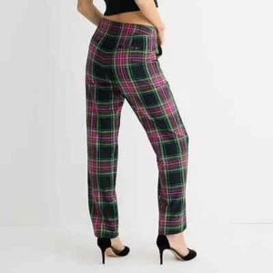 J Crew BM765 NWT Size 20 Kate Straight-Leg Pant  Pink Stewart Tartan Wool-Blend - Picture 1 of 7