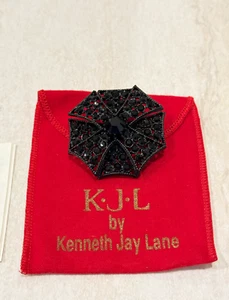 KJL Schwarz Kristall Strass Malteserkreuz Brosche Anhänger Kenneth J Lane Gothic - Bild 1 von 6