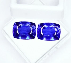 Par de piedras preciosas sueltas certificadas de zafiro azul natural 8-10 quilates transparentes GBS09 - Imagen 1 de 12