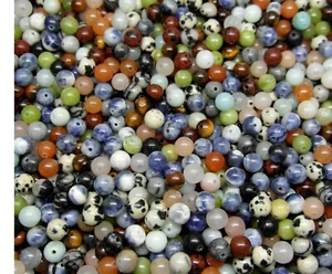 Gemstone Round Beads - Mixed - Natural Semi-Precious Crystals - 6~7mm -100 Beads - Picture 1 of 3