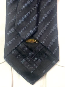 Nuevo con Etiquetas $375 ZILLI Paris Círculos de Pizarra Negra e Iridiscente 100% Corbata de Cuello de Seda - Imagen 1 de 3