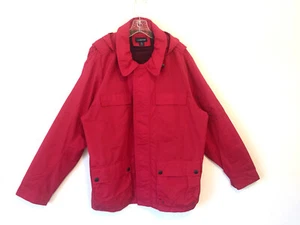 Lands End Red Waterproof Hooded Windbreaker Jacket Womens XL - Picture 1 of 4