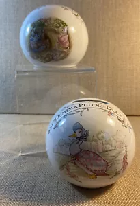 Royal Albert Beatrix Potter 2 Sparschweine White Bunny Ente Keramik rund England - Bild 1 von 9