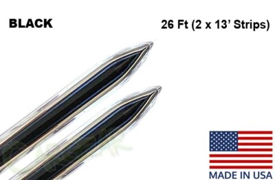 5/8" Vintage Style Black & Chrome Beltline Trim Side Molding w/Points 26 Ft - Image 1 of 4