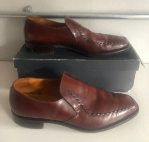 Loake Bros Shoes Slip On Loafers Size 8 Brown Leather Mens Loakes Leather Soles - Picture 1 of 10