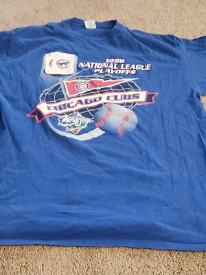 Vintage Chicago Cubs National League Playoffs T Tee Shirt Large 1998 - Image 1 of 4