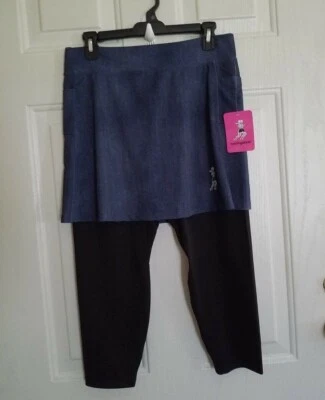 Faldas para Correr Talla 4 Azul Denim Color Falda y Negro Adjunto Negro Pantalón Nuevo con Etiquetas Foto 1 de 4