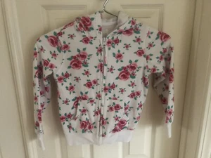 Children’s Place Roses White Long Sleeve Zipper Hooded Sweatshirt Size S 5/6 - Picture 1 of 3