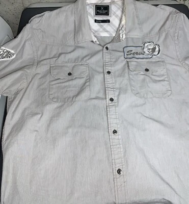 Marc Ecko Button Down  Short Sleeves Shirt XXL, Pin Stripe Great Condition - Image 1 of 4