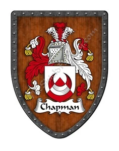 Chapman Family Custom Crest Coat of Arms Hanging Shield SH503P-DG-HG - Picture 1 of 3
