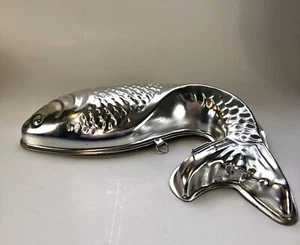 Vintage große Silber Jello Fisch Form Made in Hong Kong Wand Küche Dekor - Bild 1 von 6