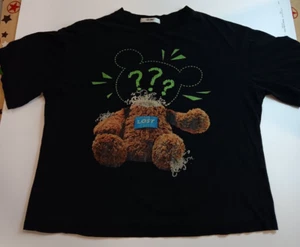 Chic Erro Mens Pullover T-shirt with Bear Graphics Crew Neck Size S - Picture 1 of 9
