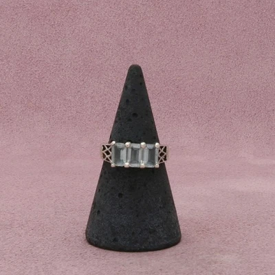 Anillo plata esterlina corte esmeralda aguamarina talla 6 Foto 1 de 3