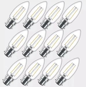 12 x  LED CANDLE  CLEAR FILAMENT NON DIMMABLE  BULBS B22 4W / 470LM BAYONET - Picture 1 of 6