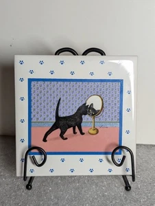 Azulejo de cerámica Lowell Herrero 1988 de colección gatito gato edredón y espejo Vandor Japón - Imagen 1 de 6