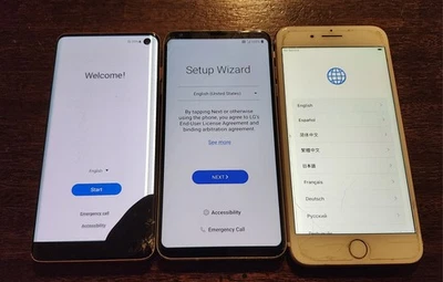 FOR PARTS OR REPAIR used Smart Phones IPhone 7 Plus Samsung Galaxy S10 LG V30 - Image 1 of 4