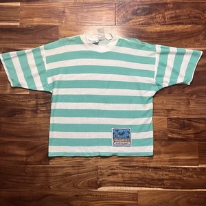 De colección Años 80 Quiksilver Rayas Turquesa y Blanco Talla Grande Hecho en EE. UU. Raro - Imagen 1 de 5